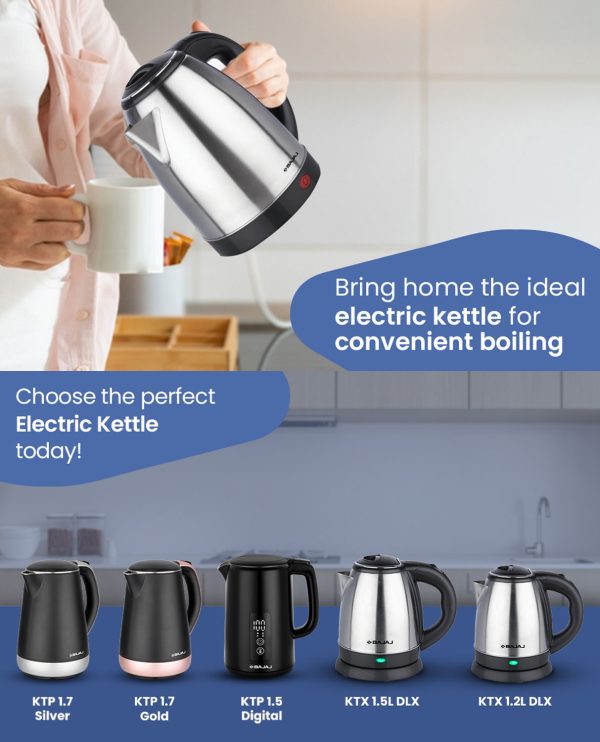 Bajaj 1.8 Liter Electric Kettle, Ktx 1.8L Dlx, Black