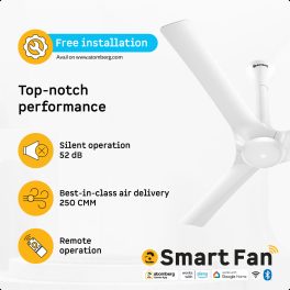 Atomberg 1200MM (48 Inch) BLDC Ceiling Fan with IOT, Remote Control and LED Light, Marble White, ARIS