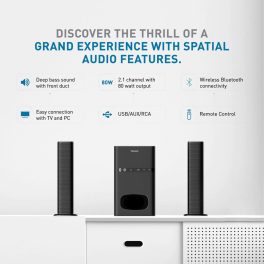 Panasonic 80 Watts Home Theatre with 2.1 Channel Convertible Soundbar and RemotMe, Black, HT260GW