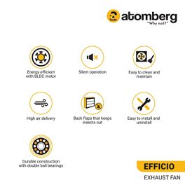 atomberg Efficio Exhaust Fan 250mm with BLDC Motor Easy to Clean 11 Year Warranty Black 0 3