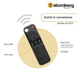 atomberg Renesa 1200mm BLDC Motor 5 Star Rated Ceiling Fans for Home with Remote Control Upto 65 Energy Saving High Speed Fan with LED Lights 21 Year Warranty Midnight Black 0 2