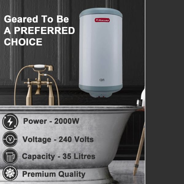 Racold CDR DXL, 15 Litre 2000W Storage Water Heater with 5 Star Rating and Titanium enamel coating with Rust Proof Body, White
