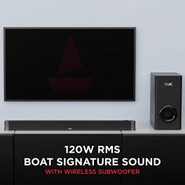 boAt AAVANTE Bar 1800 120W 21 Channel Bluetooth Soundbar Signature Sound Wireless Subwoofer Multiple Connectivity Modes Entertainment ModesPremium Black 0 0