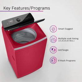 Bosch WOI755ROIN, 7.5 KG Fully Automatic Top Load with Jog Dial and Powerwave Wash System, Red