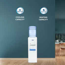 BlueStar Water Dispenser with Refrigerator with Normal, ACold and Hot Tap, White, BWD3FMRGA