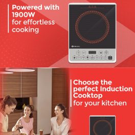 Bajaj 1900 Watt Induction Cooktop with Pan Sensor, Voltage Pro Technology and 8 Pre Set Menus, Black, MAJESTY ICX PEARL