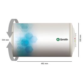 AO Smith Elegance Slim, 15 Litre Horizontal Geyser with 3 Star Rating and Sleek Design, White