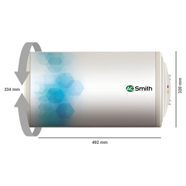 AO Smith Elegance Slim, 15 Litre Horizontal Geyser with 3 Star Rating and Sleek Design, White