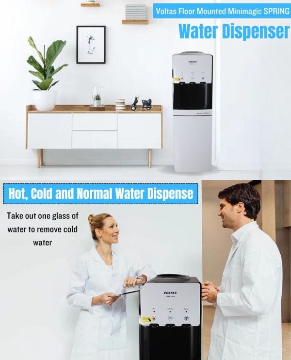 Voltas Spring R Water Dispenser with Refrigerator with Normal, Cold and Hot Tap, White
