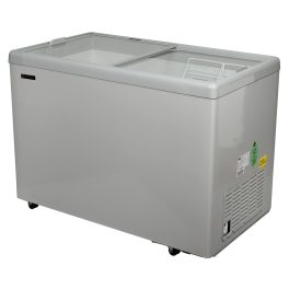 Elanpro 400 Litre Double Door Glass Top Deep Freezer with Toughened Glass, Grey, EKG405