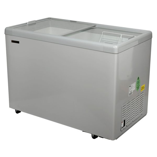 Elanpro 400 Litre Double Door Glass Top Deep Freezer with Toughened Glass, Grey, EKG405