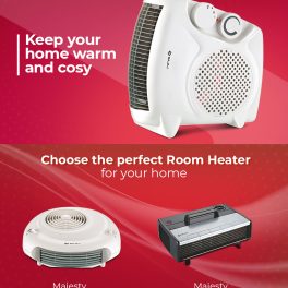 Bajaj 1000 Watt Room Heater, with Adjustable Thermostat and 3 Heat Setting, White, RX10