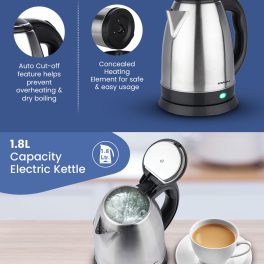 Bajaj 1.8 Liter Electric Kettle, Ktx 1.8L Dlx, Black