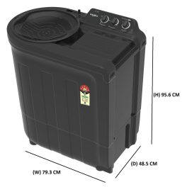 Whirlpool Ace Super Soak 7, 7.5 KG Semi Automatic Machine with In built Scrubber and Rust and Corrosion Free Body, Grey Dazzle
