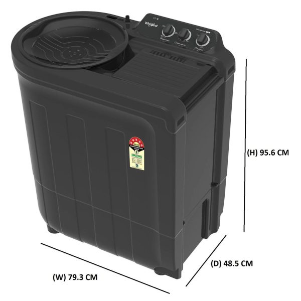 Whirlpool Ace Super Soak 7, 7.5 KG Semi Automatic Machine with In built Scrubber and Rust and Corrosion Free Body, Grey Dazzle