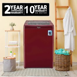 Whirlpool Classic 7.0 Genx, 7 KG Fully Automatic Machine with 6 Smart Sensors and Zero Pressure Fill Technology, Rosewood Wine