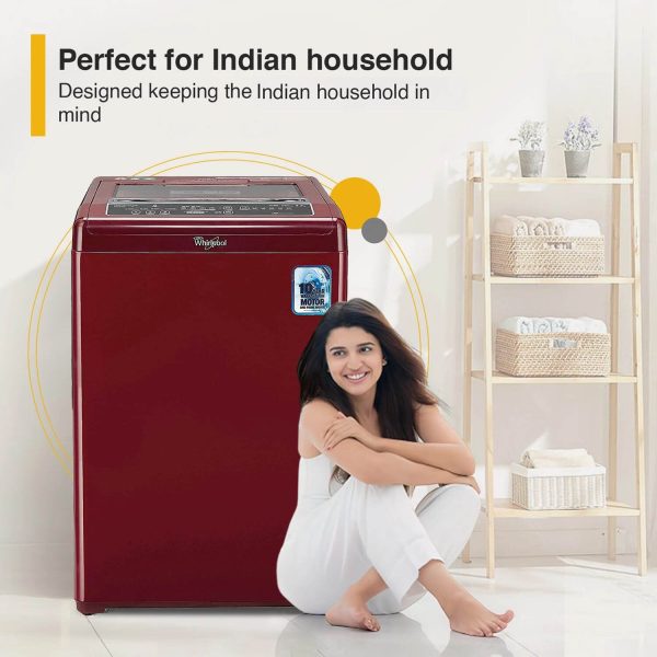 Whirlpool Classic 7.0 Genx, 7 KG Fully Automatic Machine with 6 Smart Sensors and Zero Pressure Fill Technology, Rosewood Wine