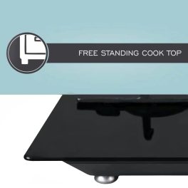 Elica 4 Burner Hob with Tempered Glass Top and 2 Medium and 2 Small Multiple Ring Brass Burners, Black, FLEXI FB HCT 470 DX