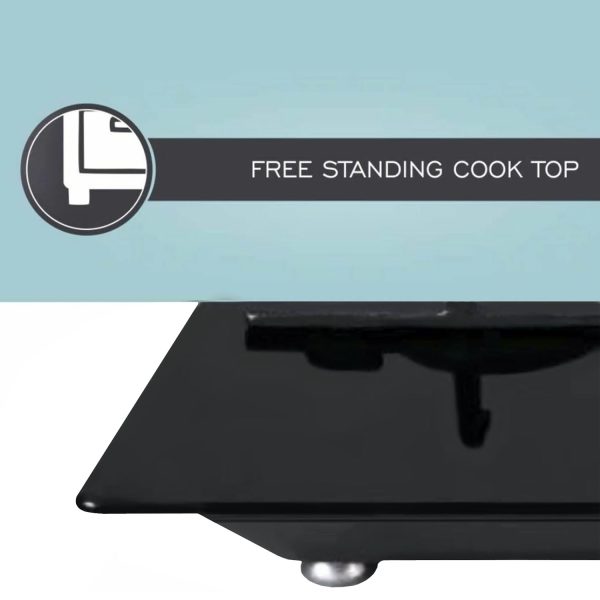 Elica 4 Burner Hob with Tempered Glass Top and 2 Medium and 2 Small Multiple Ring Brass Burners, Black, FLEXI FB HCT 470 DX