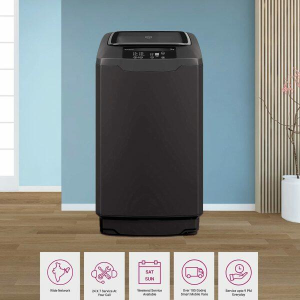 Godrej WTEON ALR 70 5.0 FDANS, 7 KG 5 Star Fully-Automatic Top Loading Machine with Roller Coaster, Graphite Grey