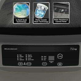 Godrej WTEON ALR 70 5.0 FDANS, 7 KG 5 Star Fully-Automatic Top Loading Machine with Roller Coaster, Graphite Grey