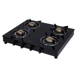 Elica 4 Burner Cooktop with Toughened Glass with Euro Coated Grid, Black, 594 CT VETRO