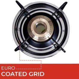 Elica 4 Burner Cooktop with Toughened Glass with Euro Coated Grid, Black, 594 CT VETRO