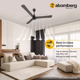 Atomberg 1200MM (48 Inch) BLDC Ceiling Fan with Remote Control and LED Indicators, Earth Brown, RENESA+