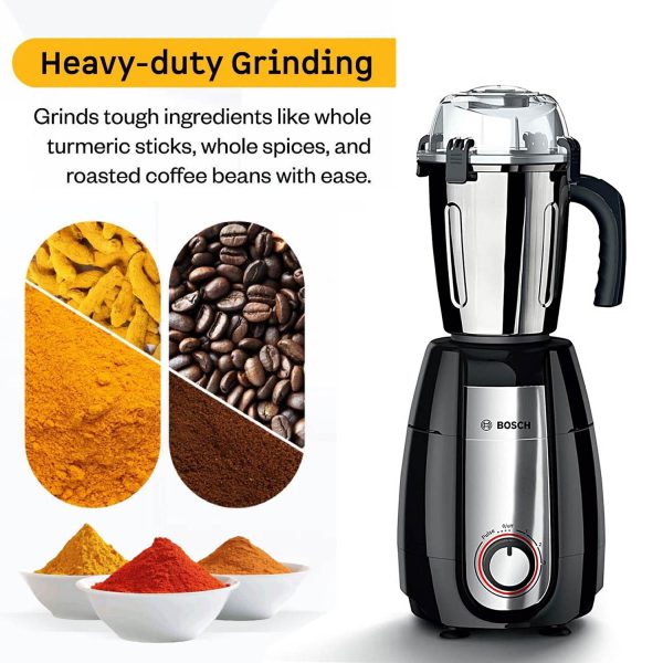 Bosch MGM8836MIN, 1000 Watt 3 Jar Mixer Grinder with 100% Copper Ball Bearing Motor and 30 Minutes Motor Rating, Black