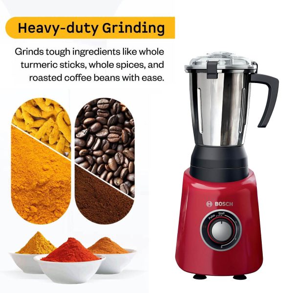 Bosch MGM4334RIN, 600 Watt 3 Jar with Blunt Pounding Blade, Red