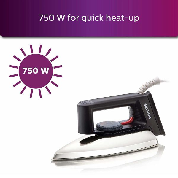 PHILIPS HD1134, 750 Watts Dry Iron with Temperature Control, Black