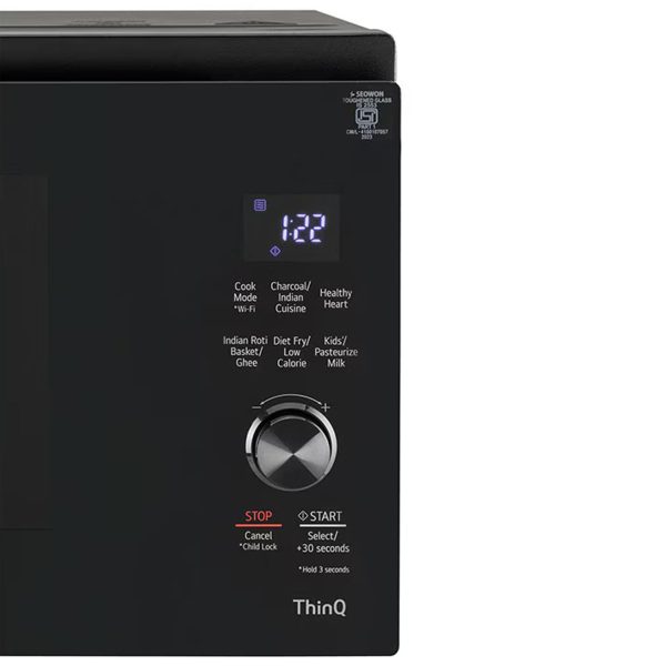 LG MJEN326PKW, 32 Litre Charcoal Convection Microwave with 360 Degree Motorised Rotisserie and Wi-Fi, Black