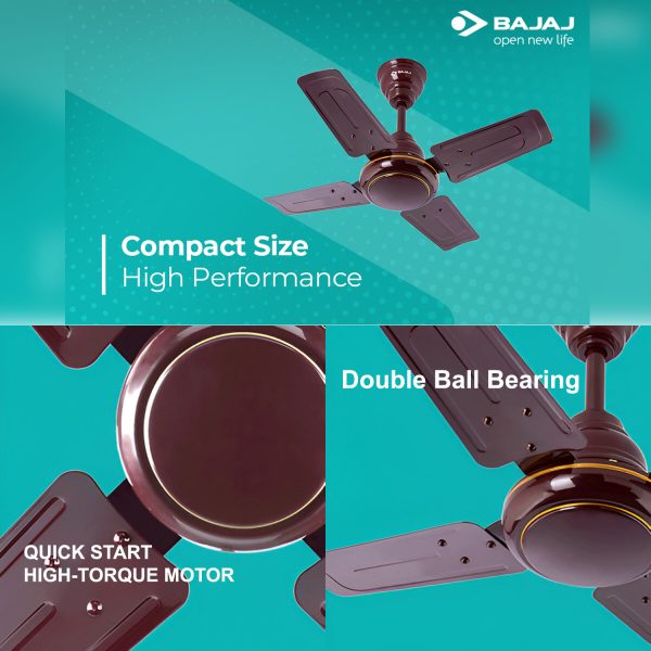 Bajaj 600MM (24Inch) Ceiling Fan with 870 RPM and Rust Free Powder Coated Finish, Brown, MAXIMA