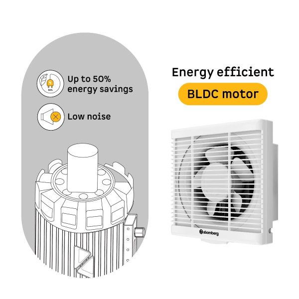 Atomberg 250MM (10 Inch) BLDC Exhaust Fan Motor with Silent Operation, White, EFFICIO