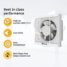 Atomberg 250MM (10 Inch) BLDC Exhaust Fan Motor with Silent Operation, White, EFFICIO