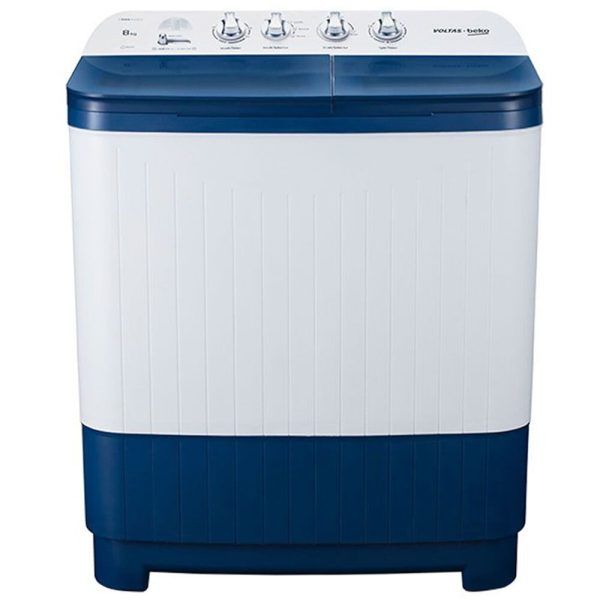 Voltas Beko WTT80DBLG, 8 KG Semi Automatic Machine with Cascade Waterfall System and IPX4 Control, Blue