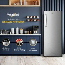 Whirlpool 305 IMPRO Plus Prm, 274 Litre 3 Star Single Door Refrigerator with Ice Magic Pro and Auto Defrost, Alpha Steel