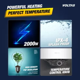 Voltas Aqua Metal 15 Litre, 15 Litre Storage Water Heater with 5 Star Rating with Metal Body and 8 Bar Pressure, White