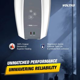 Voltas Insta, 3 Litre (3000W) Instant Water Heater with 5 Star Rating and 6.5 Bar Pressure, White