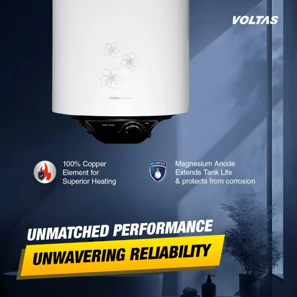 Voltas Aqua Metal 15 Litre, 15 Litre Storage Water Heater with 5 Star Rating with Metal Body and 8 Bar Pressure, White