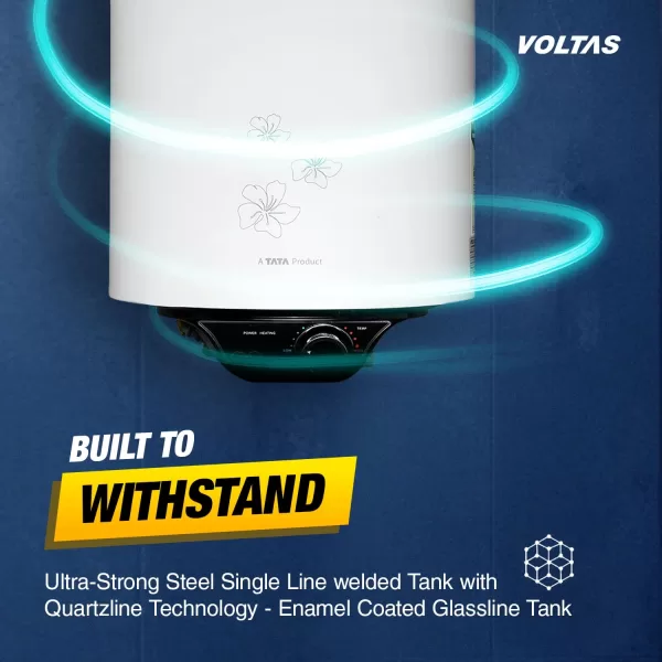 Voltas Aqua Metal 15 Litre, 15 Litre Storage Water Heater with 5 Star Rating with Metal Body and 8 Bar Pressure, White