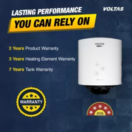 Voltas Aqua Metal 15 Litre, 15 Litre Storage Water Heater with 5 Star Rating with Metal Body and 8 Bar Pressure, White