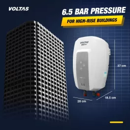 Voltas Insta, 3 Litre (3000W) Instant Water Heater with 5 Star Rating and 6.5 Bar Pressure, White