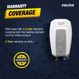 Voltas Insta, 3 Litre (3000W) Instant Water Heater with 5 Star Rating and 6.5 Bar Pressure, White