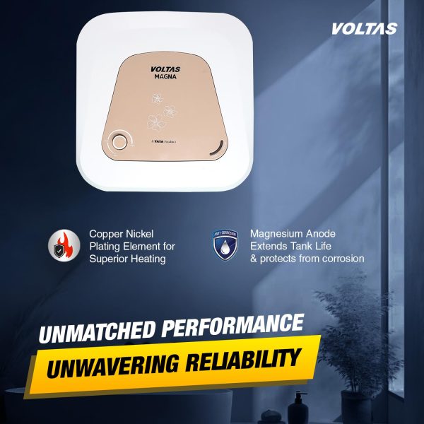 Voltas Magna 15, 15 Litre Storage Water Heater with 5 Star Rating, 8 Bar Pressure and Temperature Control Knob, White