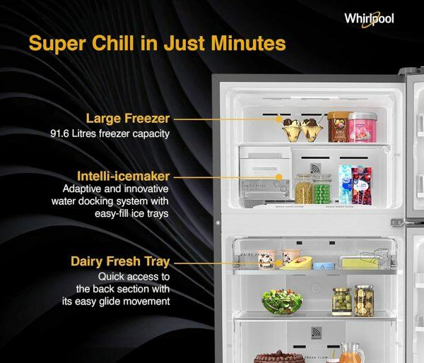 Whirlpool IF Inv CNV 515 2S, 467 Litre 2 Star Double Door 5-in-1 Convertible Modes, Inverter Refrigerator and Stabilizer Free Operation, Alpha Steel