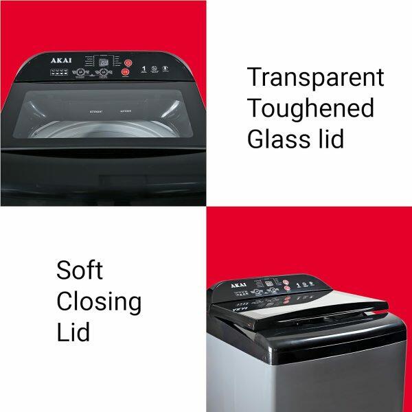 Akai AKFA-80DGGR, 8 KG Fully Automatic Top Load Machine with One Touch Spin Function, Magic Filter with Waterfall and Rust Proof Body, Grey