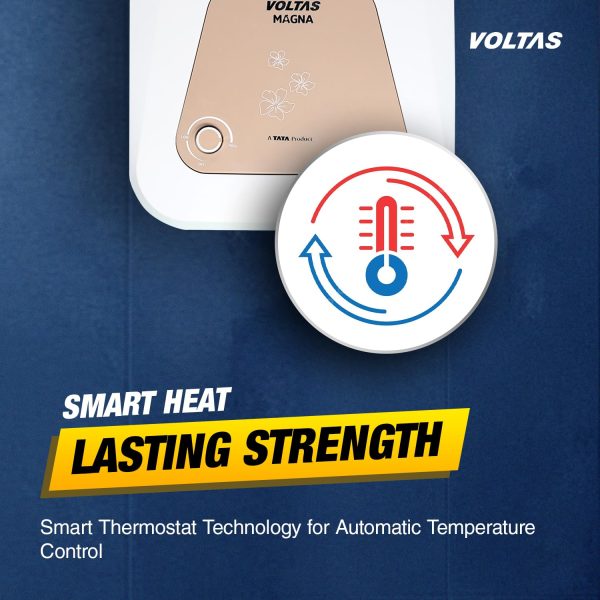 Voltas Magna 15, 15 Litre Storage Water Heater with 5 Star Rating, 8 Bar Pressure and Temperature Control Knob, White