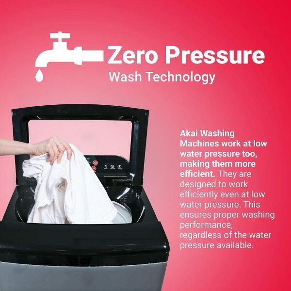 Akai AKFA-80DGGR, 8 KG Fully Automatic Top Load Machine with One Touch Spin Function, Magic Filter with Waterfall and Rust Proof Body, Grey