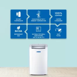 BlueStar PC12DB 1 Ton Fixed Speed Portable AC with Self Diagnostics, White